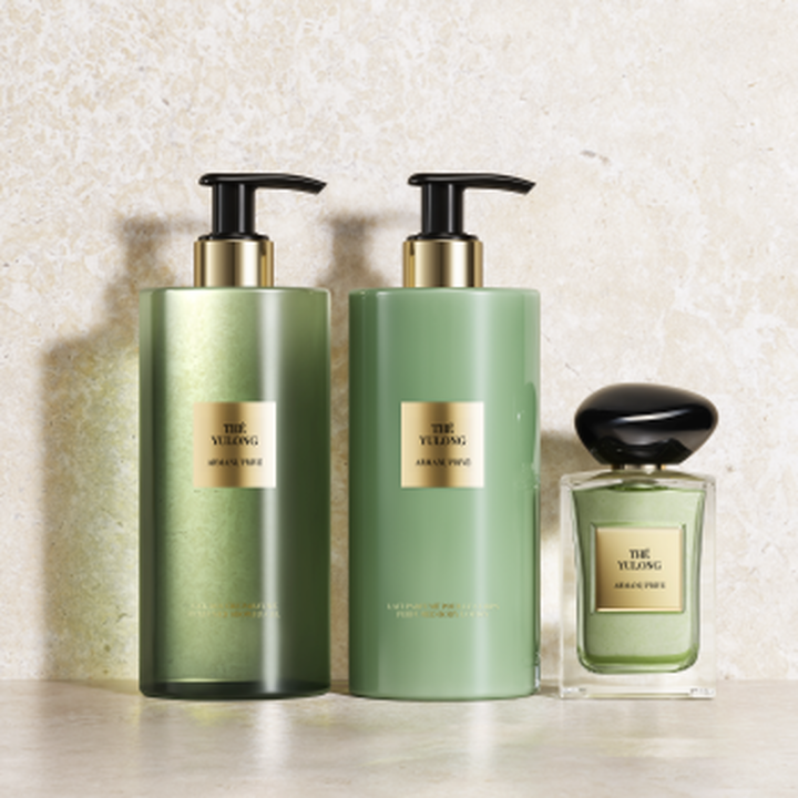 Das komplette Armani/Prive The Yulong Ritual: Hand- & Korperreinigung, Lotion und das ikonische Eau de Toilette in Salbeigrun. Vor Stein feiern sie die Gelassenheit des Tees und handwerklichen Luxus.