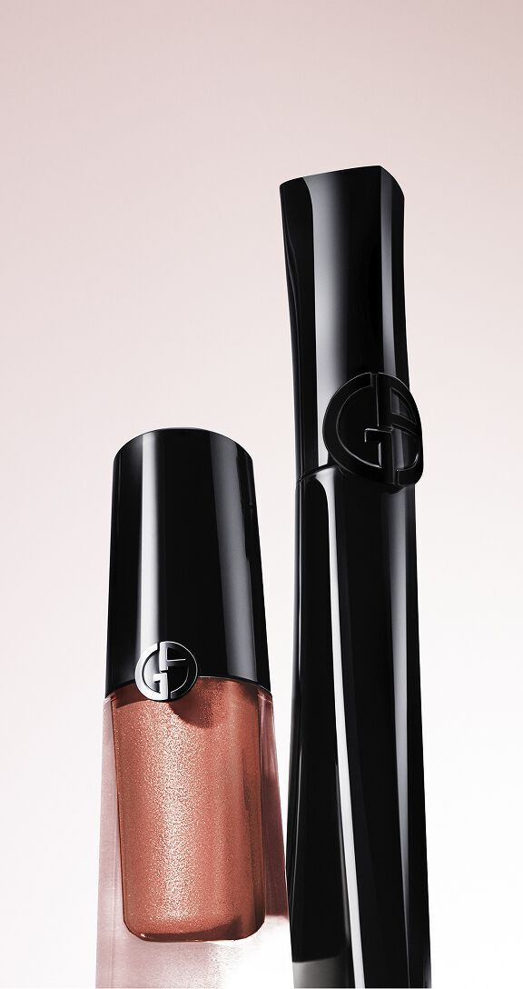 Armani Beauty VERTIGO DRAMA MASCARA and shimmering nude lip gloss for defined lashes and radiant lips