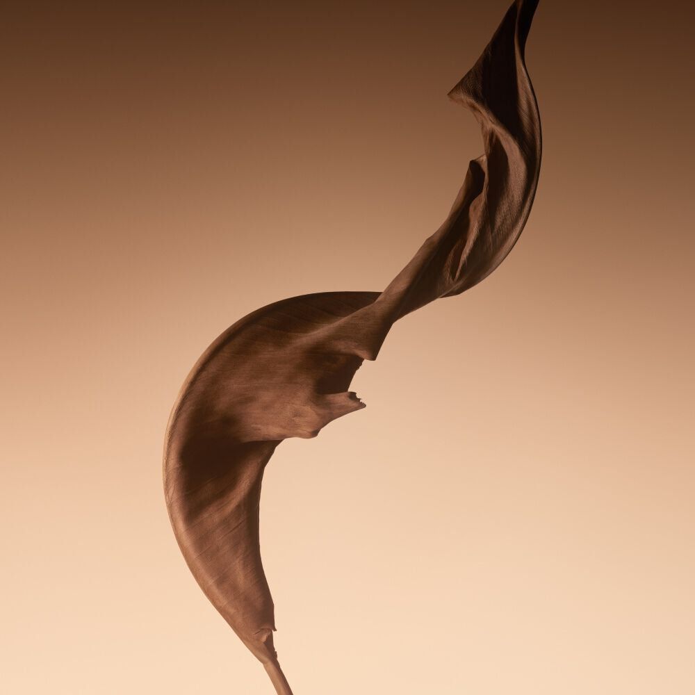 Armani/Prive Santal Dān Shā: abstract swirl of sandalwood, evoking the fragrance’s luxurious woody essence.