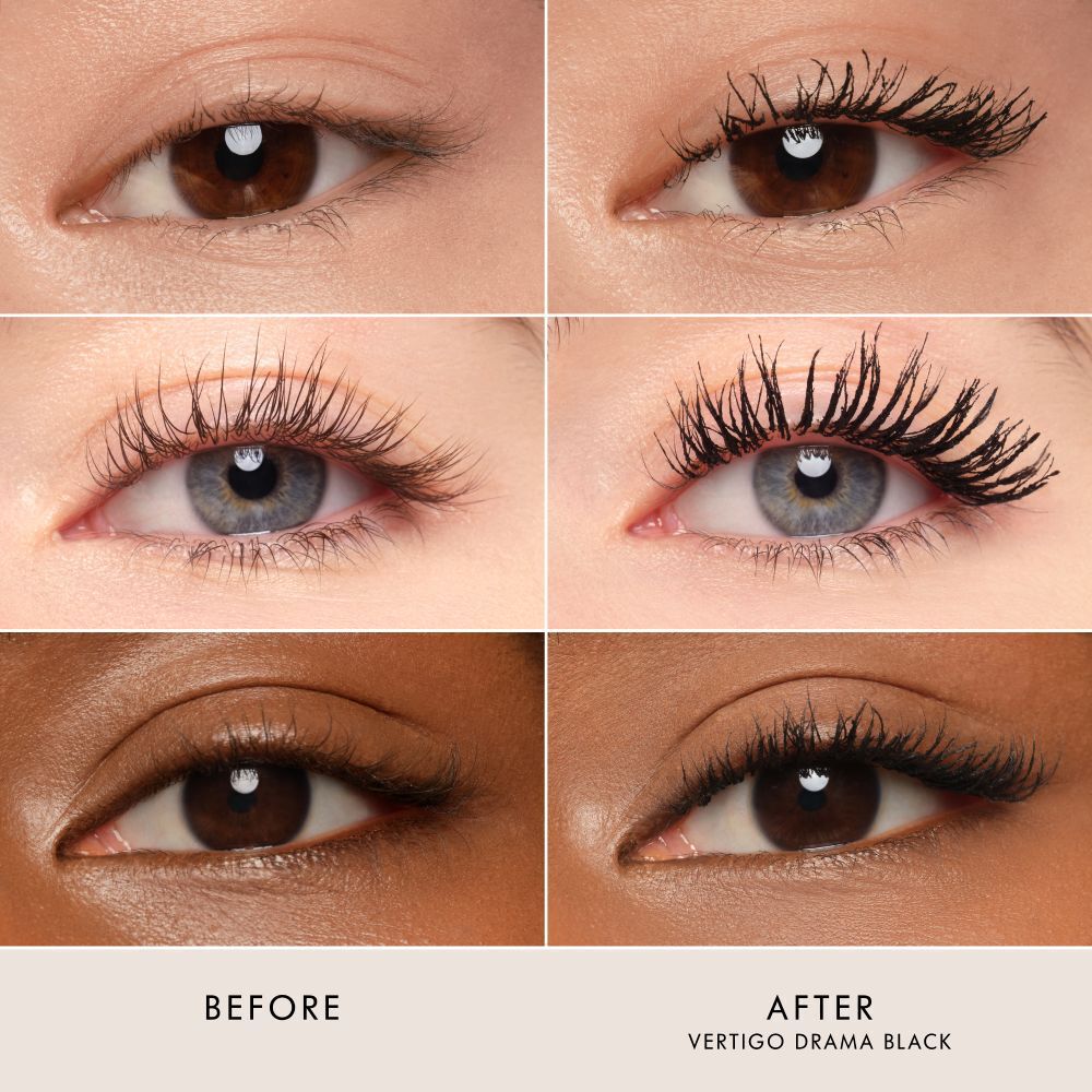Armani Beauty  VERTIGO DRAMA MASCARA before and after results on different eye shapes